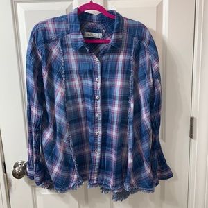 Free People button down fringe shirt!